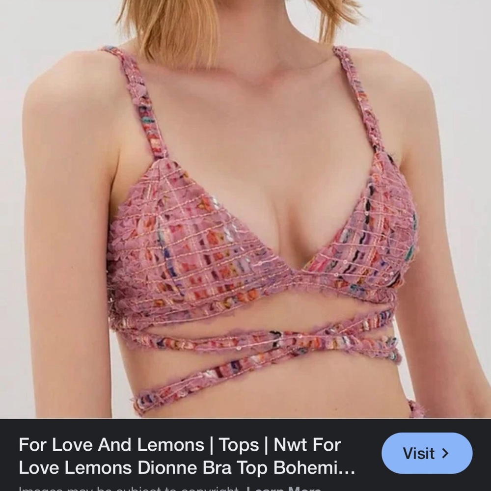For Love And Lemons Textured Pink and Multicolor Bralette